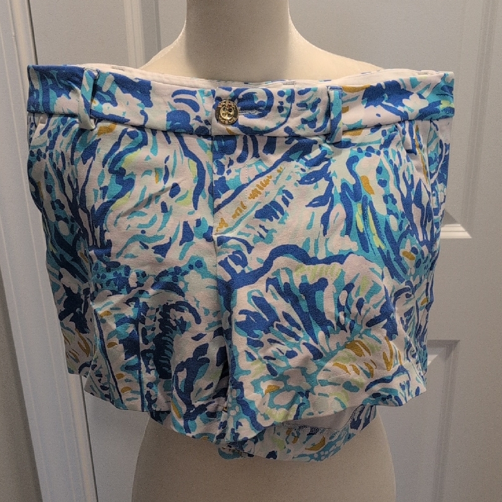 Lilly Pulitzer Blue and Yellow Patterned Women Shorts